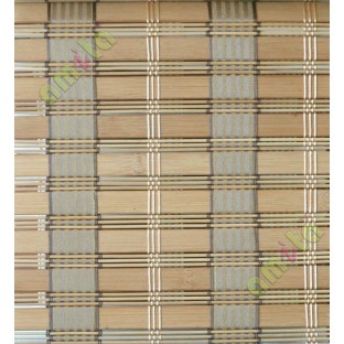 Rollup  mechanism brown khaki colour stripes pure natural bamboo blind